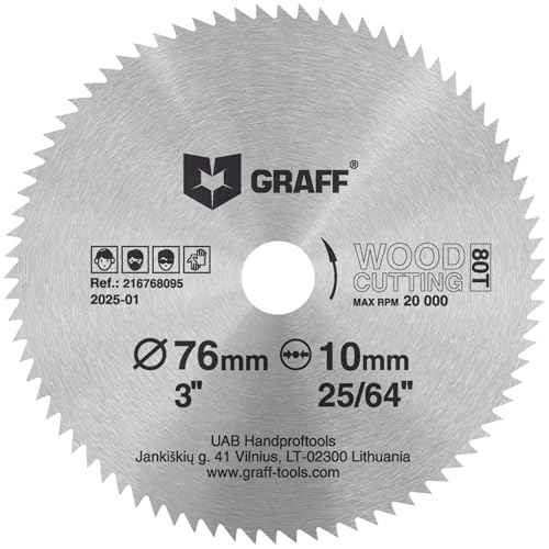 3 Inch Circular Saw Blade for Wood, Plywood, Laminate, Drywall, Plastic ? 80T Wood Cutting Circular Saw Blade with 3/8 Inch Arbor from GRAFF