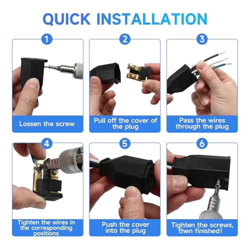 2 Sets Extension Cord Replacement Ends Male and Female 3 Prong Plug 125V 15A YY034
