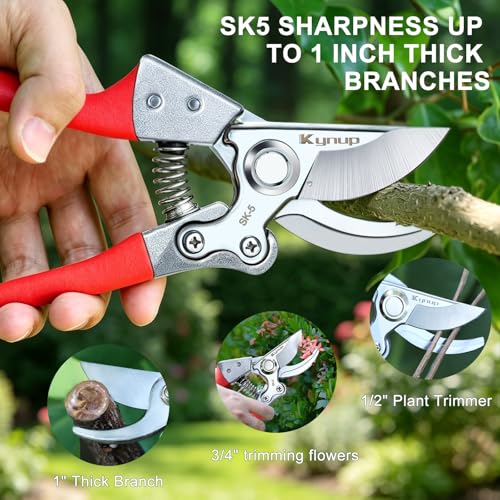 Kynup Modern Heavy Duty Pruning Shears with SK5 Steel - Left & Right Hand Friendly