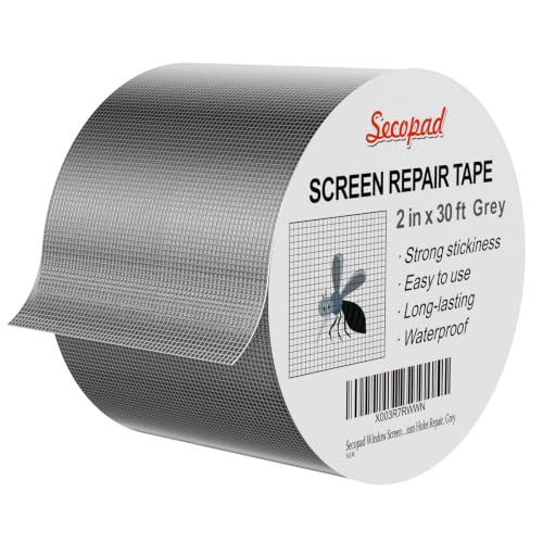 Secopad Gray Screen Repair Tape 2in x 30ft for Screen Door & Window Mesh