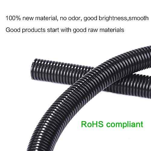 Alex Tech 25ft - 1/4 inch Split Wire Loom Tubing - Black