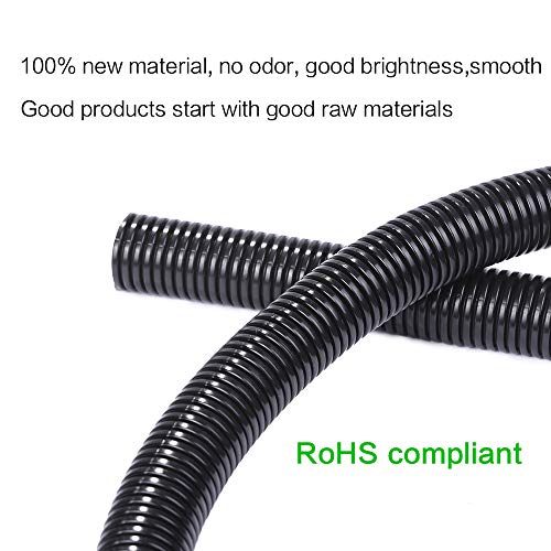 Alex Tech 25ft 1/4 Inch Split Wire Loom Tubing - Black, Flexible Cable Protection