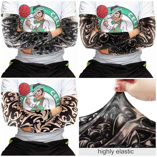 YARIEW Tattoo Sleeves for Men, 6Pcs Fake Tattoos Sleeves to Cover Arms Sun Protection Sleeve Covers for Men and Women (Set 10)