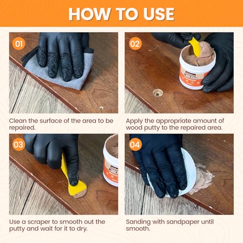 Aididan White Wood Filler 16 Oz - Paintable & Stainable Wood Repair Kit
