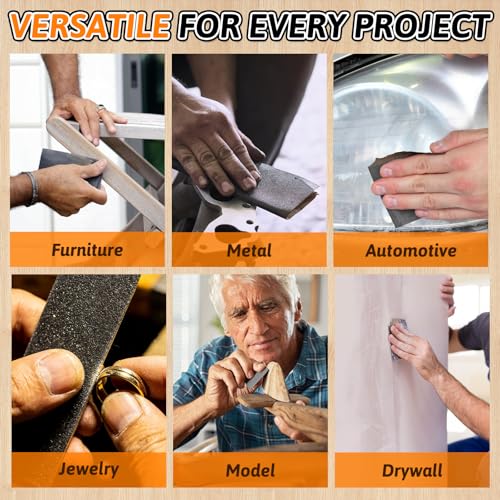 Pihemum 45 Pack Wet Dry Sandpaper Sheets 80-5000 Grit for Polishing & Finishing, 9x3.6 Inch