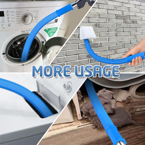 PetOde Blue Dryer Vent Cleaner Kit with Universal Vacuum Hose & Brush - Laundry & Fire Safety