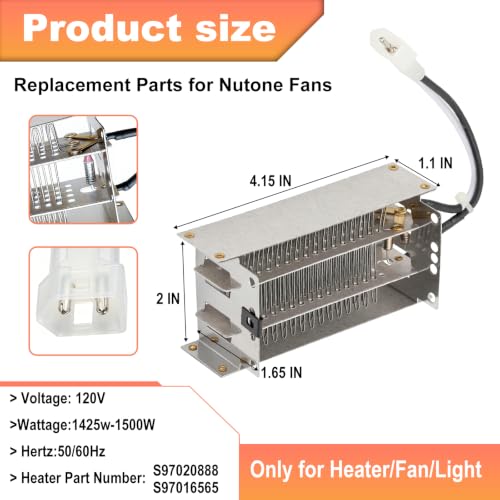 Nutone S97020888 Heating Element Replacement for Bathroom Fan/Heater