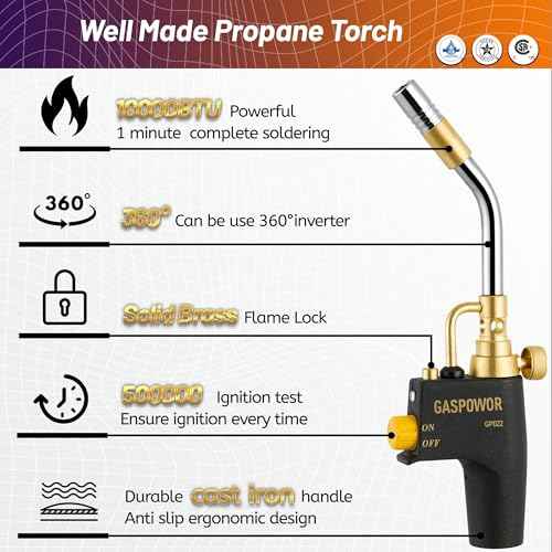 High Intensity Propane Torch Head Fuel by Propane,MAPP,Turbo Gas Torch Kit,Welding Torch,Trigger Start Mapp Gas Torch Kit with Igniter,Propane torch,Blow Torch(CSA Certified, Fuel Not Included)