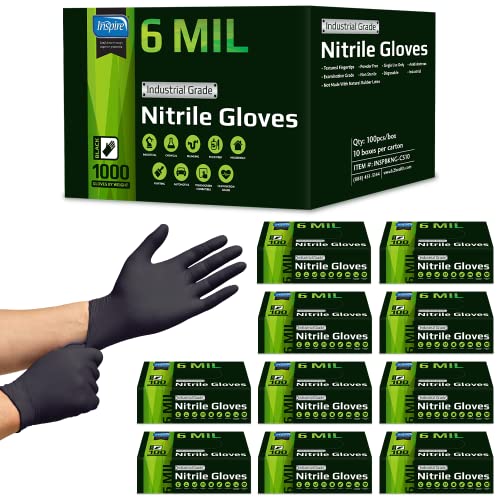 Inspire 6 Mil Heavy Duty Nitrile Gloves XL Disposable Latex-Free Work Gloves