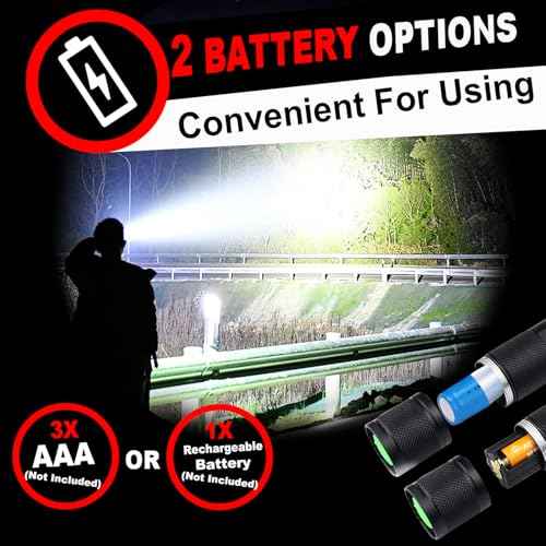 1 Mode Flashlights 2 Pack, Super Bright Zoomable LED Tactical Flashlight High Lumens, Water Resistant Portable Pocket Flash Light for Emergency, Camping, Home, and Gift - Red