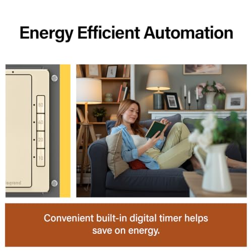 Legrand Radiant Digital Countdown Timer Switch 4-Settings Light Almond 1PK