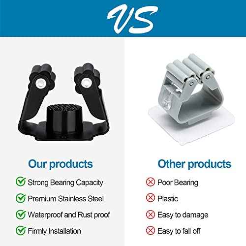 3PCS Broom and Mop Holder, Heavy Duty Garden Tool Organizer Rack Rake and Shovel Handle, Stainless Steel Mop Hanger. Wall Mounted Utility Rack with Screws, Matte Black