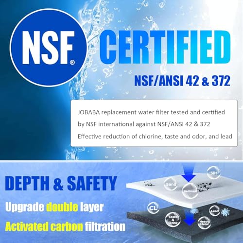 JOBABA Frigidaire WF3CB Water Filter Replacement 2-Pack - NSF Certified, Long-Lasting Filter for Clean Drinking Water