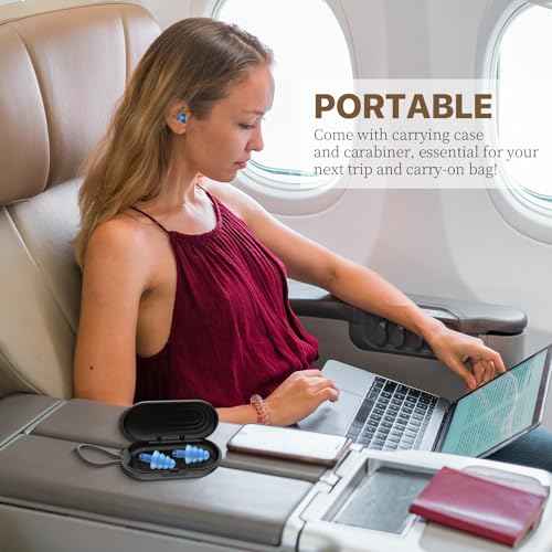 Hearprotek Airplane Earplugs for Pressure Relief, Soft Reusable Ear Protection for Air Travel, Includes Carrying Case, Essential for Adults to Alleviate Pressure and Muffle Engine Sounds (Blue)