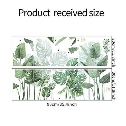 Tropical Plant Wall Decals, Potted Plants Leaf Wall Stickers Vinyl Peel and Stick Wallpaper for Bedroom Bathroom Nursery and Office