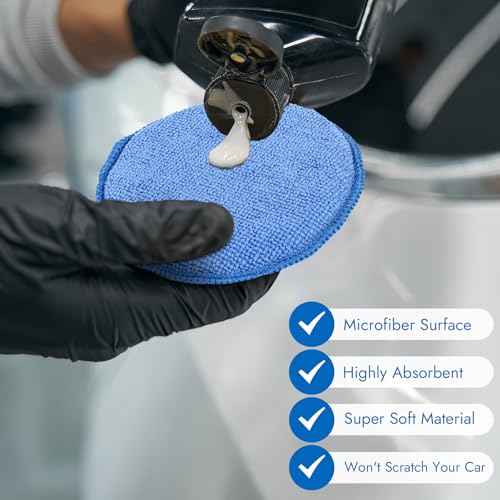 10 Pack Wax Applicator Pads, Microfiber Applicator Pad with Finger Pocket, Foam Car Wax Applicator Pad for Car Cleaning and Polishing (Blue)