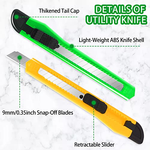 TIFICAL 4 Pack Retractable Utility Knives - 9mm Snap-Off Box Cutters for Office & Home