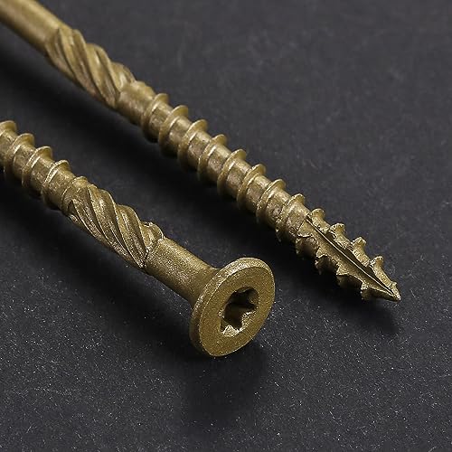 Wensilon Yellow #10 x 3 Inch Exterior Deck Screws 137PCS Bronze Coated Outdoor Wood Fasteners