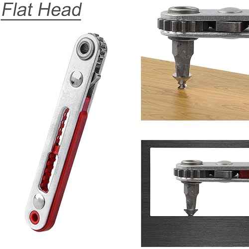 2pcs Mini Ratchet Wrench Set, 1/4" Drive Socket High Torque Offset Reversible Small Ratcheting Offset Screwdriver Tool - Flat Head & Elbow Head