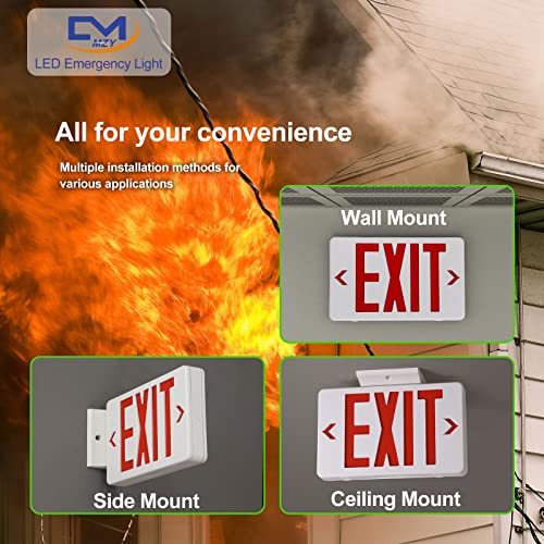 Red LED Emergency Exit Sign - OSHA Compliant, 1 Pack, Universal Mount