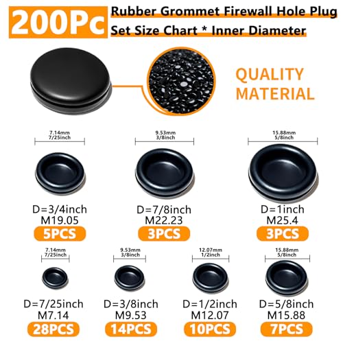 70 Pack Rubber Grommet Kit for Automotive Wiring, Home Improvement, Organizer