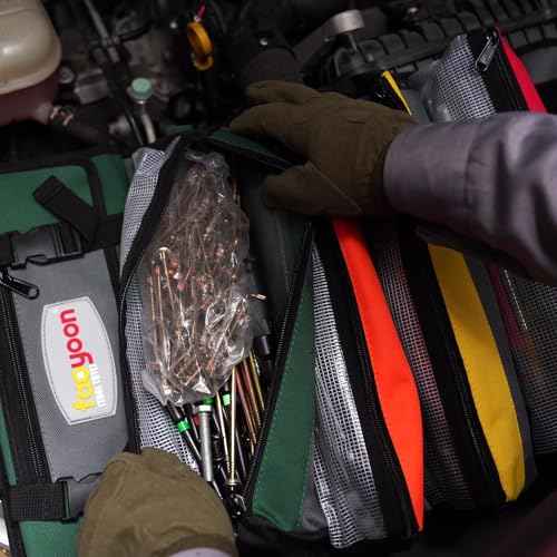 Roll Up Tool Bag, Heavy Duty Tool Roll Bag, Roll Up Bag with Portable Wrench Roll Pouches& Detachable Color Coded Tool Pockets, Fold-able Tool Bags, Tool Organizer Storage Bag