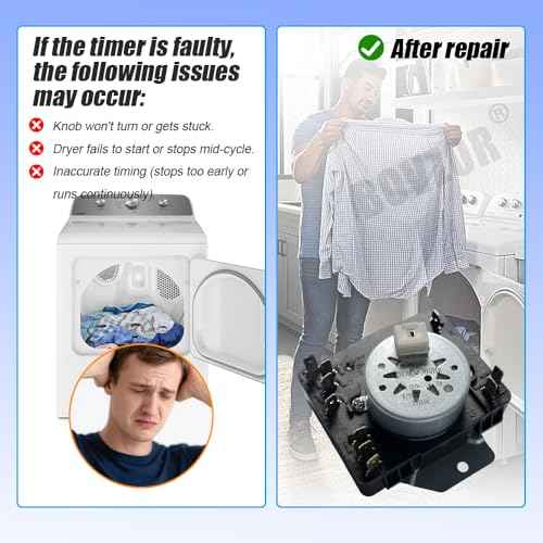 W11566735 W11685947 Dryer Timer & Knob Kit Replacement for Maytag Dryer MED4500MW0 YMED4500MW0 Replaces 4981088 AP7215858 PS17216594 EAP17216594 FIX17216594 162-428-1