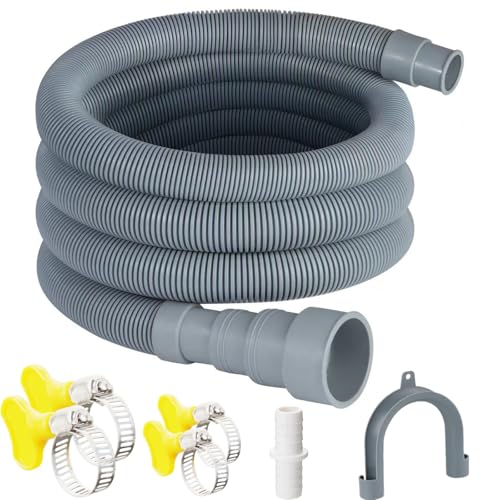 Elyfree 6ft Universal Washing Machine Drain Hose Kit with 4 Clamps & U-Bend Holder