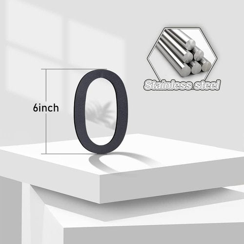 6 Inch Self-adhesive House Numbers,Stainless Steel House Number for Outside,Big Modern House Numbers, Garden Door Address Numbers for House, 911 Visibility Signage (1)