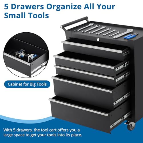 GarveeHome 5-Drawer Rolling Tool Chest with Locking System – Heavy-Duty Steel Tool Cabinet