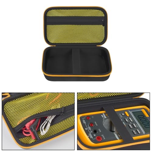 Comecase Hard EVA Case for Fluke 87V/88V/15B+/17B+ Digital Multimeter - Black & Yellow Pocket