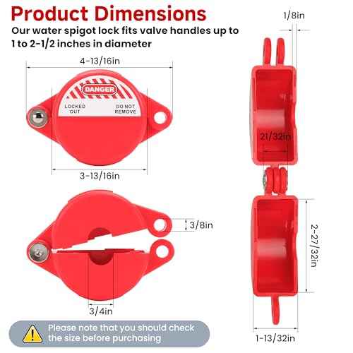 Gate Valve Lockout with Safety Padlock, Hose Bib Lock for Water Spigot/Outdoor Water Faucet/Propane Tank, Suited for 1 to 2-1/2 in Dia Valve Handles, OSHA Compliant(1 Pack)
