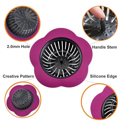 Silicone Sink Drain Strainer 4-Pack for Kitchen | Food Debris Filter