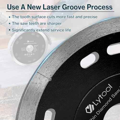 Diamond Blade for Angle Grinder ? Ultra-Thin Turbo Cutting Disc for Porcelain Tile, Ceramic, Concrete, Masonry, Stone ? Dry/Wet Cutting, 7/8" Arbor (115mm / 4 1/2inch)