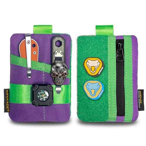VIPERADE VE15 Small EDC Pouch, Pocket Organizer, EDC Pocket Pouch with DIY Patches Area, EDC Pocket Organizer Wallet for Cards, Small Tool Pouch for EDC Gears