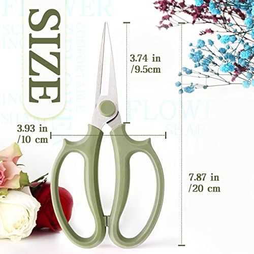 OJYUDD Green 3Pcs Garden Flower Scissors Pruning Shears Stainless Steel with Handle