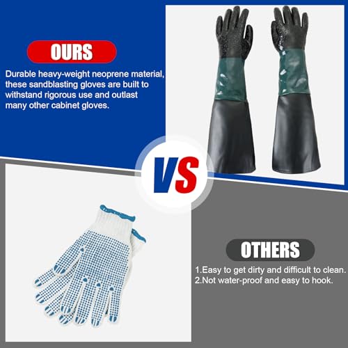 Rubber Sandblasting Gloves, Safety Rubber Sandblaster Gloves for Abrasive Blasting (With Gloves Holder)