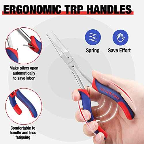 WORKPRO 7 Inches Needle Nose Pliers, Mini Long Needle Nose Pliers with Smooth Jaws, Small Long Reach Pliers for Jewelry Making, Bending Wire and Small Object Gripping Work On Narrow Place