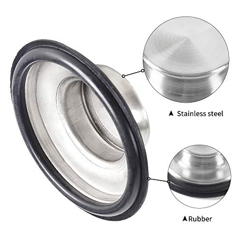Stainless Steel Sink Stopper 3.38 Inch Diameter - Kitchen Garbage Disposal Plug, 2 Pack