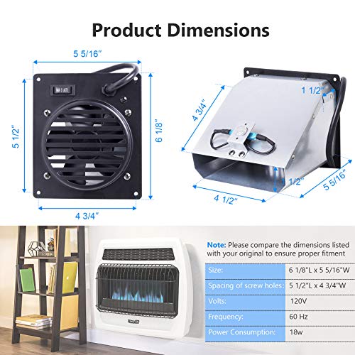 Criditpid WHF100 Vent-Free Heater Fan Blower for Dyna-Glo/Mr. Heater 30,000 BTU (Black) – Replacement WHF100