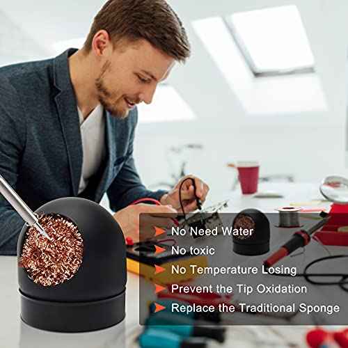 AHIER Solder Tip Cleaner+ Soldering Rosin Flux Paste(0.35 oz / 10 g)+ 60/40 Tin Lead Rosin Core Solder Wire(1.76 oz / 50 g) + 3pcs Replacement Brass Pads, 6 PCS Solder Iron Welding Tool Set