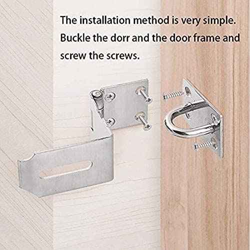 HOWDIA 4 Inch Door Hasp Latch 90 Degree, Stainless Steel Safety Right Angle Padlock Hasp Locking Latch Security Door Clasp Hasp Lock Latch for Push/Sliding/Barn Door, 2mm Thick, Brushed Silver