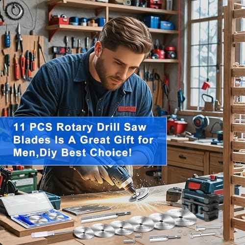 11 PCS Rotary Drill Saw Blades: 6 PCS Mini Circular Saw Blades with 2 PCS 1/4" Hex Shank, 1/8" & 1/4" Round Shanks+ Screwdriver, HSS Small Cutting Discs for Drills Rotary Tools, Inside PVC Pipe Cutter