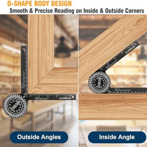 Allwin 7 Inch Aluminum Miter Saw Protractor – Precision Angle Finder for Inside/Outside Corners