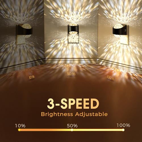 Briignite Night Light Wall Projector Black Warm 1 - Dusk to Dawn LED Night Light