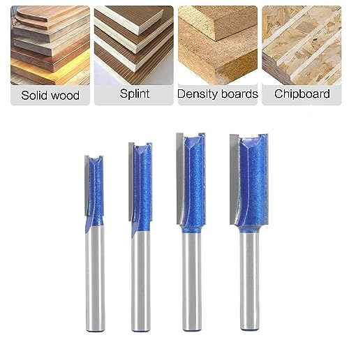 Professional Double Flute Straight Router Bits, 1/4 Shank Flush Trim Router Bit Set, Cutting Diameter Respectively 1/2¡±,1/4¡±, 3/8¡±,5/16¡± (Size 1)