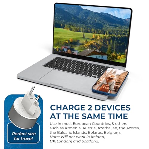 OREI European Type C Power Plug Adapter with 2 US Inputs - Travel 3 Pack - Compatible with Turkey, Italy, Iceland - Model Type C- Europe