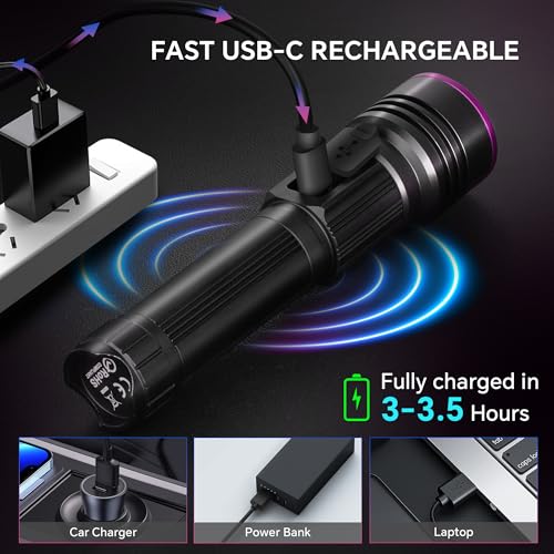 365nm Rechargeable UV Black Light Flashlight for Pet Urine & Stain Detection - 1 Pack