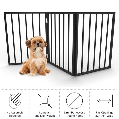 PETMAKER Black 3-Panel Foldable Indoor Dog Gate - 54x24 Inch Freestanding Pet Fence