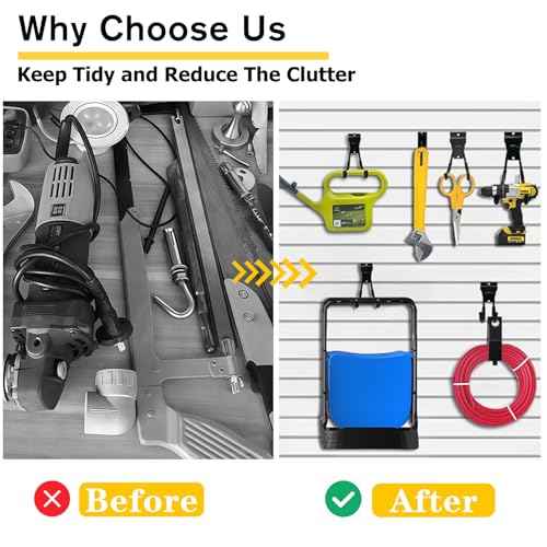 Slatwall Accessories, 22 Pack Heavy Duty Steel Slatwall Hooks, Multi-Size Slat Wall Hanging Hooks for Ladders, Bikes, Garage and Garden Tools (ProSlat & Slatwall Panel Compatible)
